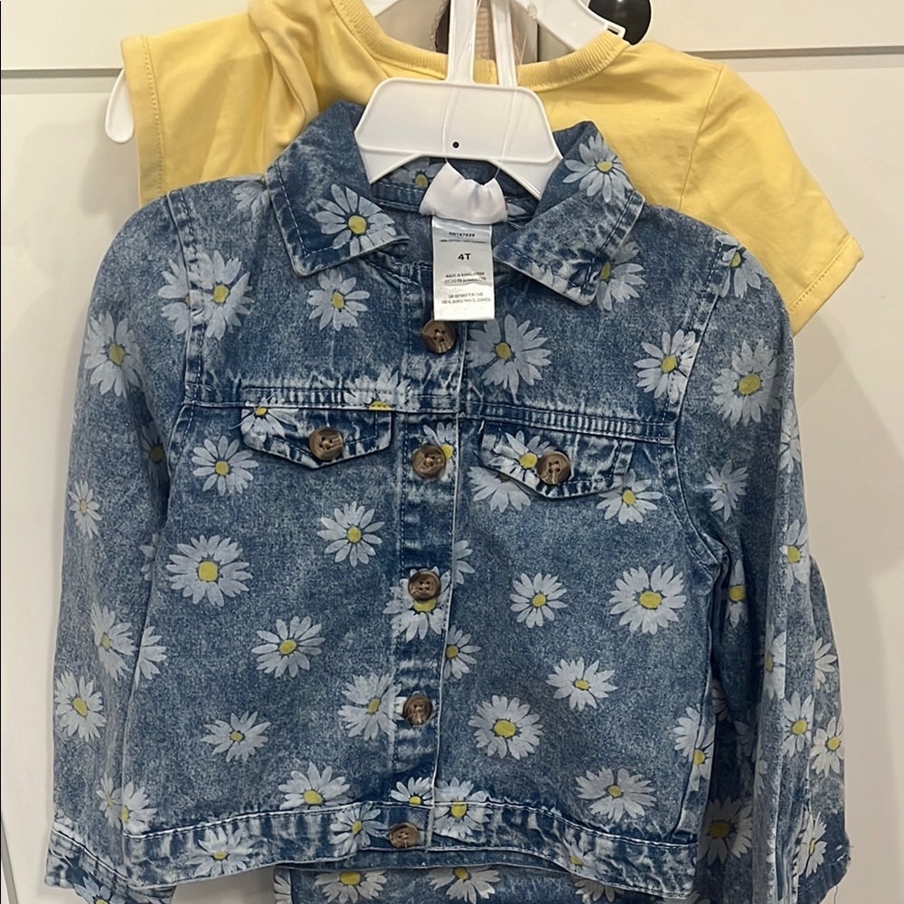 Little Lass Blue Floral Jean Jacket Set